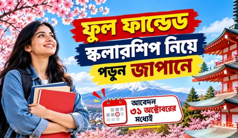 ফুল ফান্ডেড স্কলারশিপ নিয়ে পড়ুন জাপানে, আবেদন ৩১ অক্টোবরের মধ্যেই